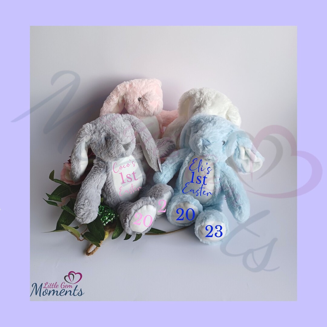 Personalised Easter Bunny Rabbit Plush. 1st Easter Teddy. Mumbles Bunny Rabbit. 1st Easter Gift ...