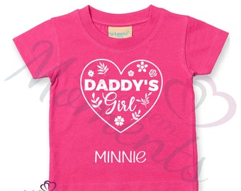 Personalised "Daddy's Girl" Heart T-shirt. Fun Baby/Toddler Tee with Heart & Flower Design. Custom Daddy's Girl Top. Keepsake Father's Day