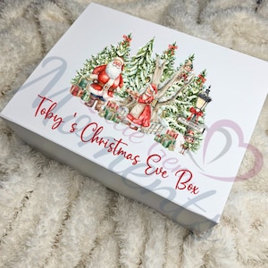 Personalisierte Nordpol Heiligabend Box. Individuelle Premium Festliche magnetische Geschenkbox mit Name. Weihnachtsgeschenkverpackung - Santa. Weiße Weihnachtsbox