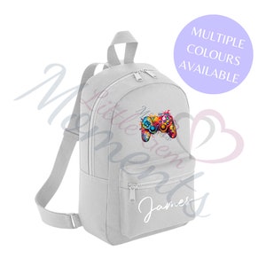 Mini sac à dos gaming personnalisé pour enfants avec éclaboussures de couleurs. Sac d'école/de chambre de bébé. Sac à dos personnalisé pour enfant. Cadeau pour garçon. Cadeau pour les joueurs