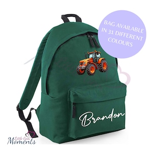 Cartable tracteur personnalisé. Sac à dos personnalisé pour les fans de tracteurs. Sac à dos d'école pour enfants. Cadeau pour garçon. Cadeau pour les petits fermiers. 31 couleurs