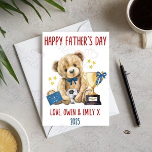 Carte personnalisée pour la fête des pères. Carte de voeux entièrement personnalisée pour papa, papa, grand-père. Carte A5 Ours en peluche « Joyeuse fête des pères » pour papa
