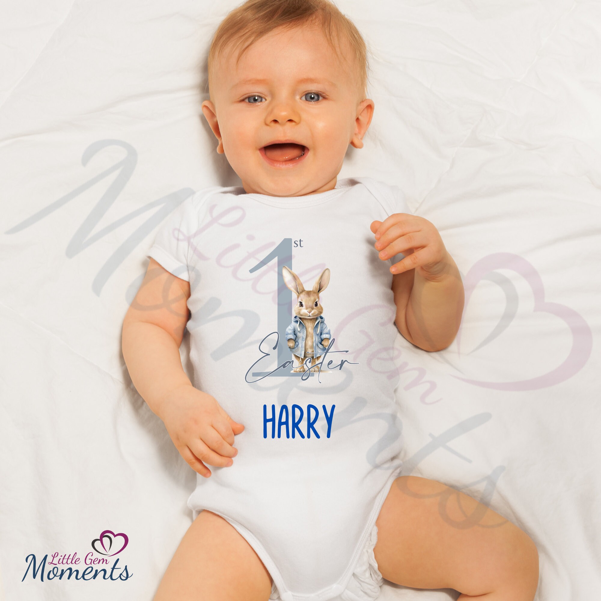 Baby Bodysuit, Bunnies In Action Floral Easter Shirts & Bodysuit - Foto 4