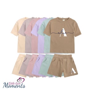 Personalised Kids Tales Shorts and T-shirt Set. Children&#39;s Summer Outfit. Kids Name Holiday Clothing Set. Gender Neutral Kid&#39;s Play Clothes.