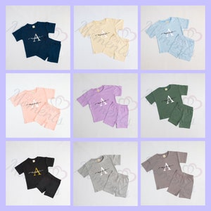 Personalised Girls Cycling Shorts & T-shirt Set. Girls Summer Outfit. Kids Custom Holiday Clothes. Matching Sibling Sets. Gift For Girls