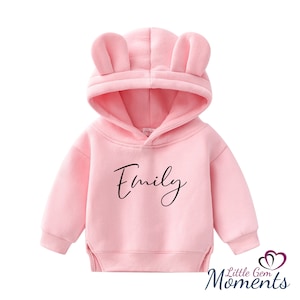 Personalised Bear Hoodie Matching Family Sizes. Pink Bear Hoodies. Blue Bear Hoodies. Beige Bear Hoodies. Match Family Name Hoodies. image 4