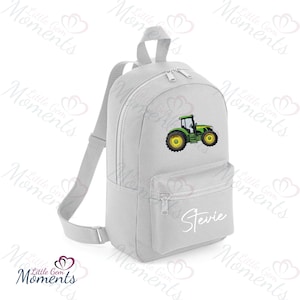Personalised Kids Mini Tractor Backpack. School/Nursery Bag. Custom Toddlers Embroidery Style Tractor Rucksack with Name. Gift for Boys.