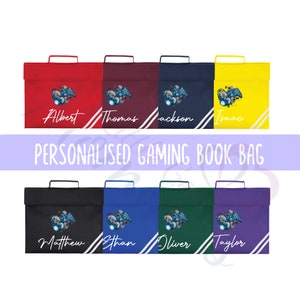 Cartable personnalisé pour manette de jeu avec nom. Les indispensables de la rentrée. Cartable d'école primaire pour gamers. Cadeau pour garçon. Anniversaire.