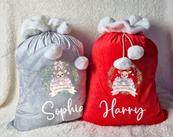 Pink Personalised Velvet Santa Sack With Gold Name – Aussie Made Christmas - View #3