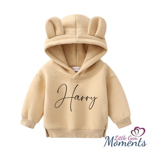 Personalised Bear Hoodie Matching Family Sizes. Pink Bear Hoodies. Blue Bear Hoodies. Beige Bear Hoodies. Match Family Name Hoodies. image 5