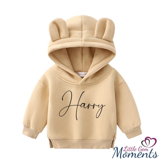 Personalised Bear Hoodie Matching Family Sizes. Beige Teddy Bear Hoodies. Baby Hoodies With Ears. Kids Hoodies. Matching Family Hoodies. Etsy