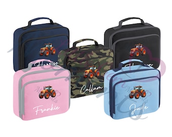 Personalised Tractor School Lunch Bag. Back To School Essentials. School Lunches. Personalised Kids Cooler Bag. Tractor Lunch Bag. Lunch Box