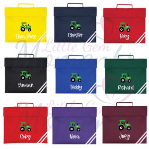 Cartable tracteur personnalisé avec nom. Les indispensables de la rentrée. Cartable pour l'école primaire. Cartable pour garçons avec tracteur. Sacs de bibliothèque
