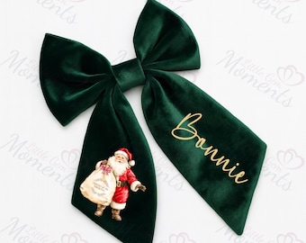 Noeud pour cheveux Père Noël : barrette rouge faite main - France