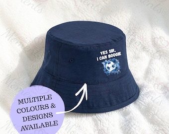 Yes Sir, I Can Boogie Scotland World Cup Bucket Hat. Football Hat for Soccer Fan. Organic Cotton Beach Hat. Sunshine Bucket Hat.