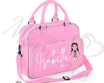 Sac de danse personnalisé pour enfants avec personnage Dolly personnalisé. Sac de danse pour fille. Cadeaux personnalisés pour filles. Cadeau d'anniversaire pour fille. Sac pour kit de cours de danse