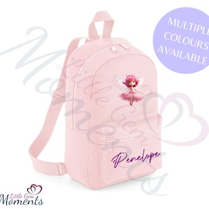 Personalised Kids Mini Fairy Princess Backpack. School/Nursery Bag. Custom Toddlers Pixie Fairy Rucksack. Gift for Girls. Multiple Colours.