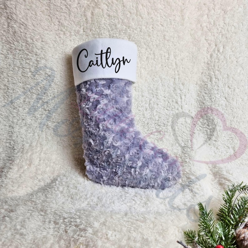 Personalised Luxury Plush Grey Christmas Stocking - Thumbnail 3