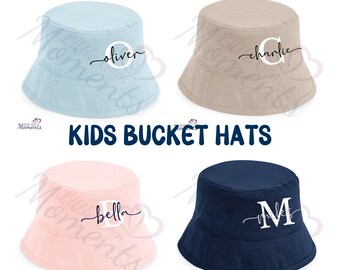 Personalised Kids Bucket Hat. Custom Children's Unisex Summer Hat with Name. Toddlers Organic Cotton Beach Hat. Sunshine Bucket Hat.