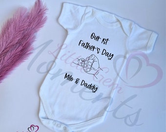 Personalised "Our 1st Father's Day" Fist Bump Baby Vest. Daddy & Me Baby Bodysuit. Baby/Toddler Outfit for Father's Day. Custom Dad Keepsake