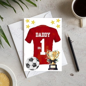 Carte personnalisée pour la fête des pères - modèle trophée. Carte de voeux entièrement personnalisée pour papa. Carte A5 « Joyeuse fête des pères » pour le papa numéro 1