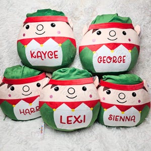 Personalised Elf Christmas Squidgy. Custom Festive Xmas Plush. 30cm Mumbles Squishy Cuddle Teddy. Gift for Kids. Stocking Filler