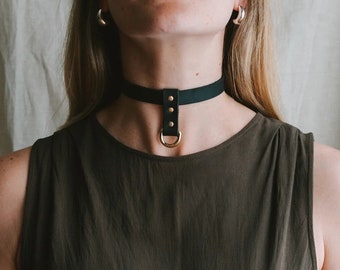 Leather Choker | Leather Collar | Gold Dee | Handmade in Australia