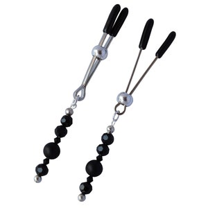 Nipple Clamp Earrings | Onyx and Silver