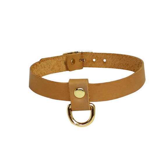 Collar Choker Tan Beige Leather 