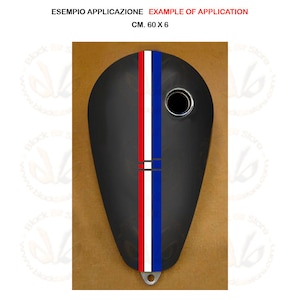 Bandera de la banda francia pegatina tira tanque motocicleta 3 líneas cuadradas azul blanco rojo pvc descontado medidas cm, 60x6 cantidad 1 pieza