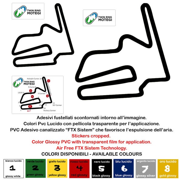 Motegi twin ring circuit motogp adhésif préespace pvc diverses couleurs voiture moto tuning 1 kit avec 5 autocollants