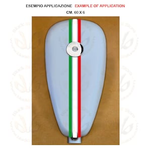 Adesivo listrado para tanque de motocicleta 1 faixa de bandeira italiana 3 linhas verde branco vermelho pvc cortado medidas cm, 60x6 quantidade 1 peça