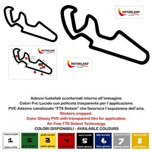 Aragón circuito motorland motogp preespaciado pvc adhesivo varios colores auto moto tuning 1 kit con 5 pegatinas