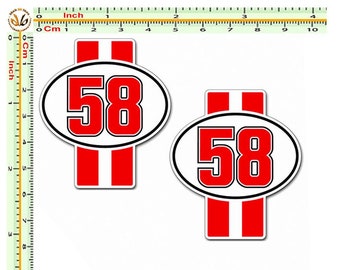 Stickers Marco Simoncelli Stripes Number 58 Motorcycle Helmet