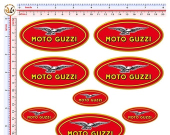 Moto guzzi ovale orange réplique remise autour de l’image autocollant voiture moto casque casque autocollant imprimé pvc recadrée 10 pcs.