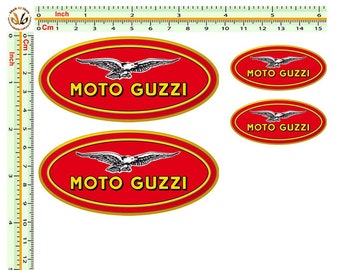 Moto guzzi ovale orange autocollants réplique rabaissé autour de l’image autocollant voiture moto casque casque decal recadrée 4 pcs.