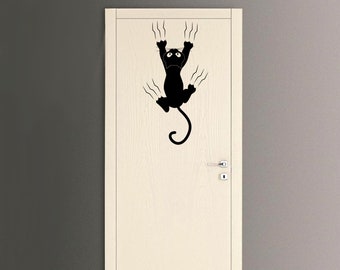 Black cat mural stickers hanging print PVC Wall sticker cat hanging black print PVC 1 pz.