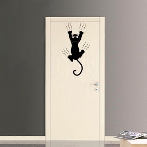 Black cat mural stickers hanging print PVC Wall sticker cat hanging black print PVC 1 pz.