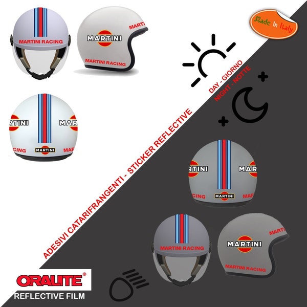 Martini racing autocollants réfléchissants casque pvc recadré autour de l'image autocollant casque réfléchissant martini racing pvc recadré 7 pcs.