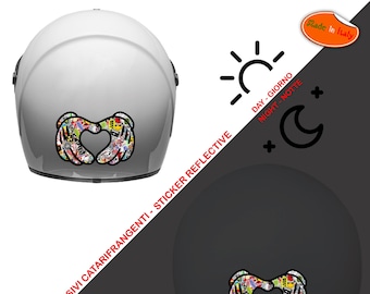 Reflective helmet stickers heart love hands sticker bomb helmet reflective 1pcs. sticker print pvc cropped around the image