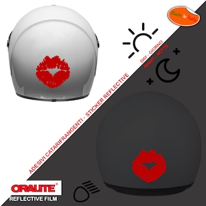Pre-spaced reflective helmet stickers lips kiss lips smack multicolor pvc reflective 1 pc. print pvc cropped