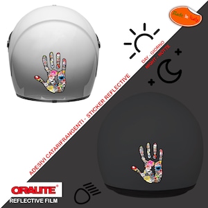 Reflective helmet stickers hand hand sticker bomb helmet pvc reflective 1pcs. sticker print pvc cropped around the image