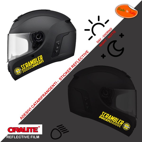 Reflective helmet stickers ducati scrambler 1 right 1 left sticker helmet ducati scrambler yellow reflective 2 pcs. 1 right 1 left