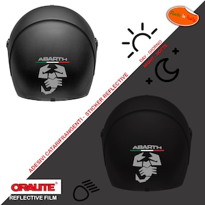Odblaskowe naklejki na kask skorpion srebrne abarth italia flaga włochy skorpion srebrna naklejka na kask odblaskowy 1 szt.
