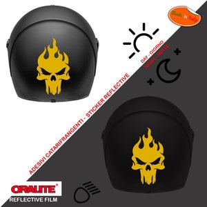Reflective helmet stickers skull flames silver gold skull flames silver gold sticker helmet reflective 1 pc.