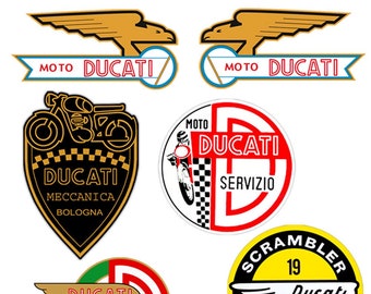 Stickers stickers vintage Ducati Meccanica moto scrambler service Decal auto moto print pvc 6 pcs.