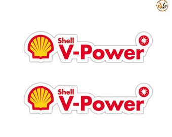 V-Power Shell Aufkleber Aufkleber Aufkleber Auto Motorrad Druck PVC abgeschnitten 2 Stück.