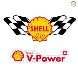 Adesivi V-Power shell start vintage sticker Decal auto moto print pvc cropped 2 pz.