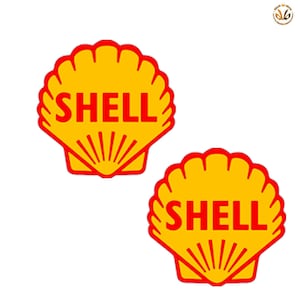 Adesivi shell anno 1955 vintage sticker Decal auto moto print pvc cropped 2 pz.