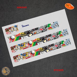Adesivo vespa striscia cartoon sticker bomb print pvc cropped 1 - 3 strisce stampa su pvc scontornato